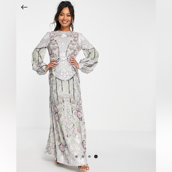 ASOS Edition floral sequin dove grey dress - Picture 3 of 9